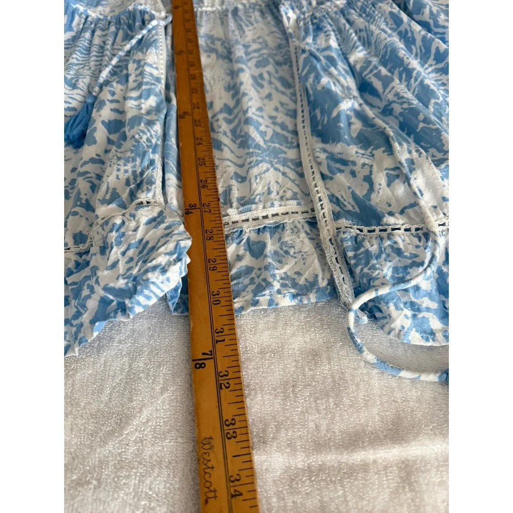 Blue Island Womens Light Blue Tropical Print Bell Sleeve Kimono Cover Up Large - Picture 5 of 10